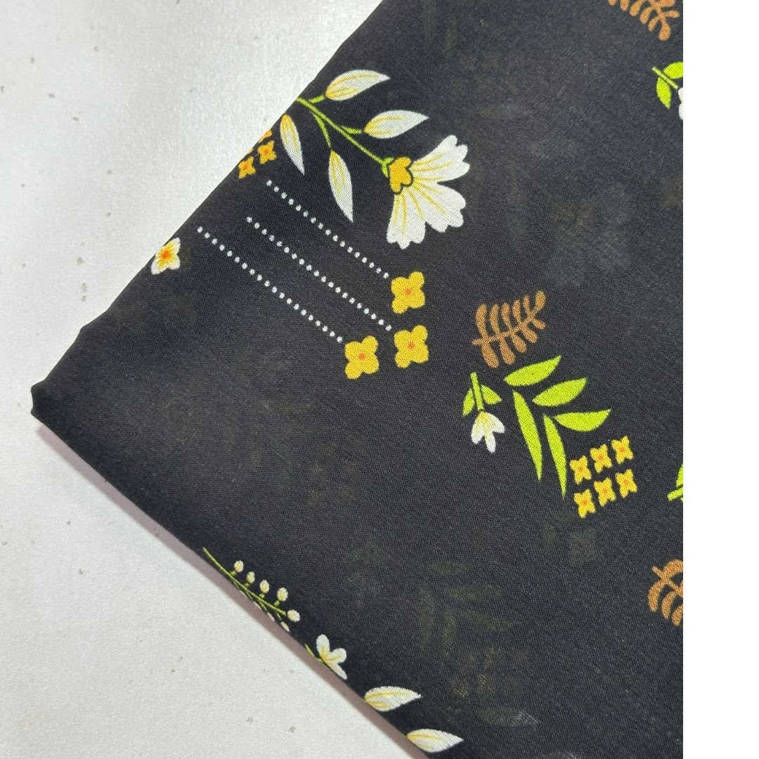 Black Lawn cotton Fabric 2pc