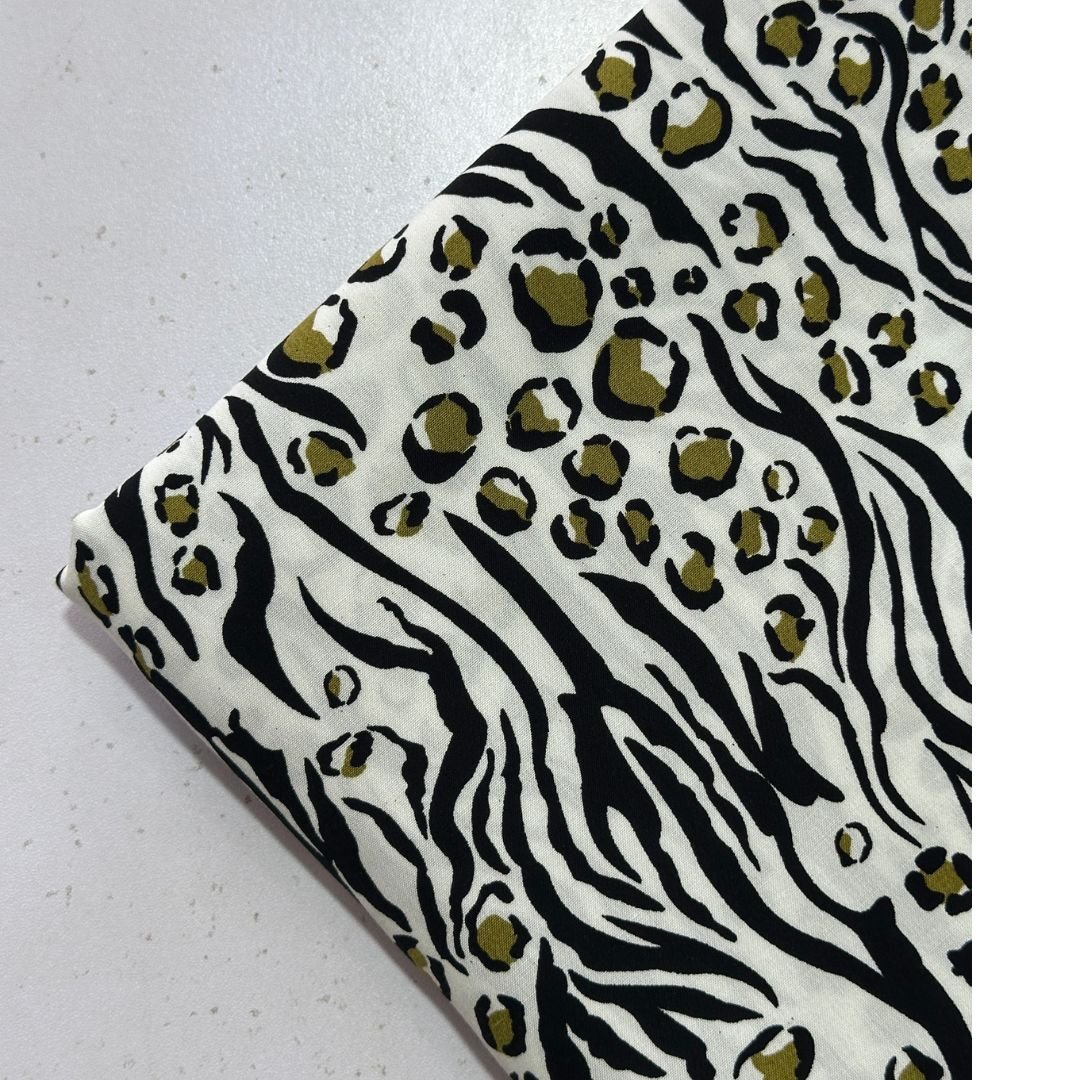 Mixed Animal Skin Pattern Leopard Zebra Linen Fabric 2pc