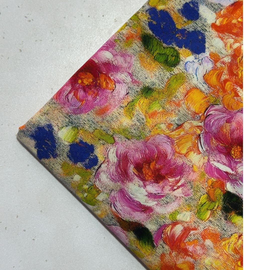 Multi Color Floral Design Lawn cotton Fabric 2pc