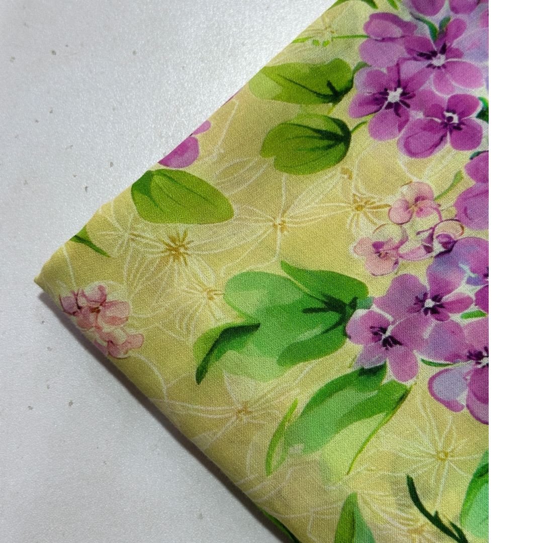 Purple Green Floral Lawn cotton Fabric 2pc